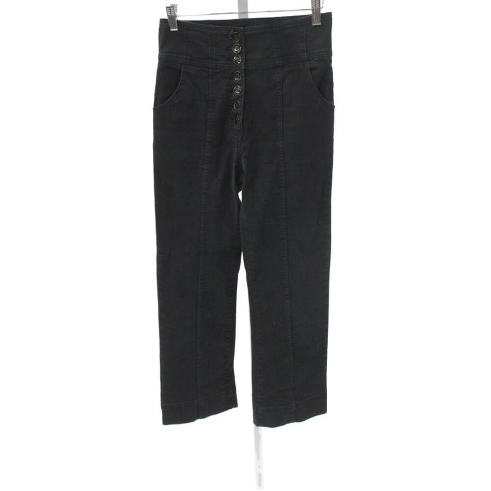Ulla Johnson Womens Cropped High Rise Black Cotton Pants Size 2
